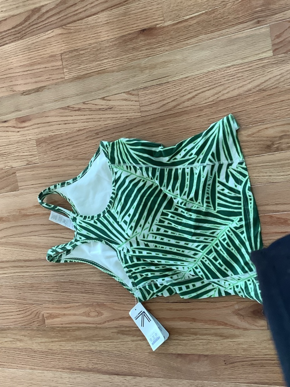 Green Palm Print Tankini Top